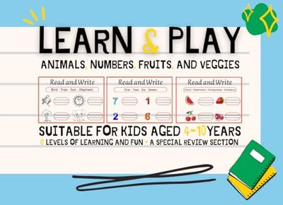 Learn & Play Animals, Numbers, Fruits, and Veggies: This book presents a range of interesting scientific topics that include 6 different levels including animals and numbers to explore fruits.
