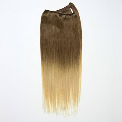 I&K 18” Onepiece QuickFit 100% Human Hair Extensions T4/24-Dip Dye Chocolate Brown to Light Blonde 18 inches