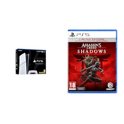 PlayStation Assassin's Creed Shadows Limited Edition (Exclusive to Amazon.uk) (PS5) 5 Digital Edition Console (Disc Free)