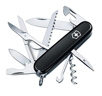 Victorinox Huntsman, coltello tascabile svizzero (15 funzioni, lama grande, cavatappi, forbici) nero