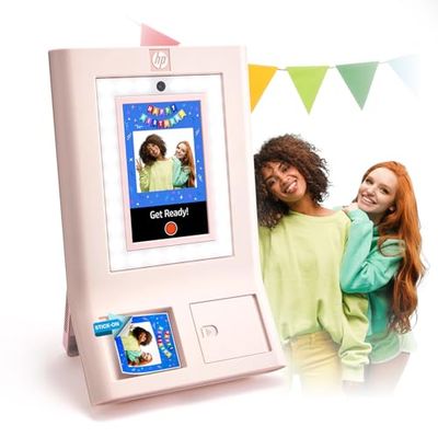 HP Sprocket Photobooth Imprimante Photo instantanée 3x4” (Rose) – 250+ Cadres, Impression sur Papier Zink, Wi-FI, Anneau LED, écran Tactile & appli.