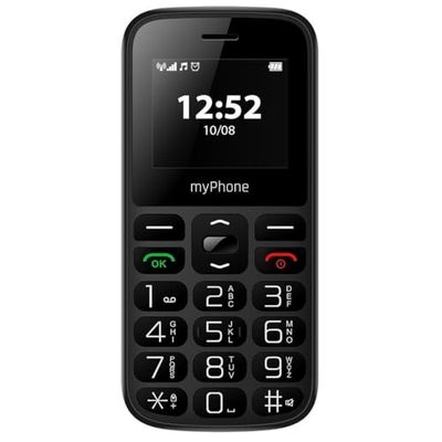 MP myPhone Halo A, telefono a chiave per gli anziani (nonna e il nonno), telecamera, display a colori da 1,77", batteria 800 mAh, chiavi grandi, Pulsante SOS, torcia, radio, doppio SIM, Nero