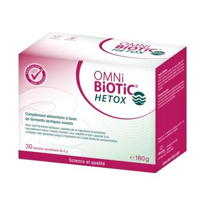 OMNi BiOTiC HETOX | 30 sachets (180g) | 9 souches bactériennes | 15 milliards d’UFC par Dose journalière | en Poudre | Végétalien | sans Gluten | sans Lactose | pour Une Utilisation Quotidienne