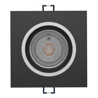Eglo Connect.z Smart-Home LED recessed Spotlight Carosso-Z, app and Voice Control Alexa, Light Colour (Warm White-Cool White), RGB, dimmable, Black Aluminium Ceiling spot Light, 3.7 in