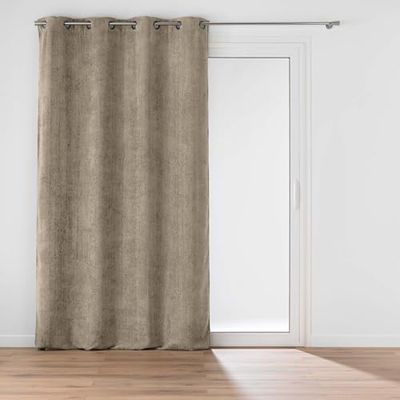 Douceur d'Intérieur, Rideau à Oeillets (140 x 260 cm) Leo Sable, Velours Chenille