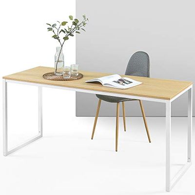 Zinus Jennifer Bureau, 160 x 61 x 74 cm, moderne werktafel van metaal en hout, computertafel, bruin en wit