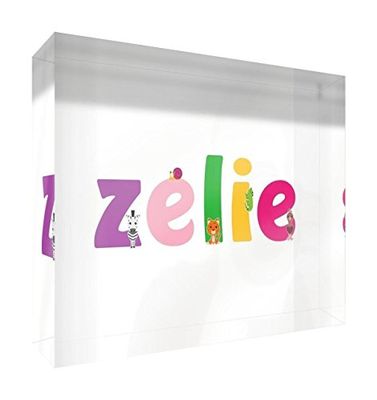 Little Helper Souvenir Décoratif en Acrylique Transparent Poli comme Diamant Style Illustratif Coloré avec le Nom de Jeune Fille Zelie 7,4 x 10,5 x 2 cm Petit