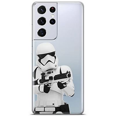 ERT GROUP mobiltelefonfodral för Samsung S21 ULTRA originalt och officiellt licensierat Star Wars mönster Stormtrooper 007 optimalt anpassad till formen på mobiltelefonen, gedeeltelijk transparant