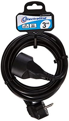 Electraline 20848042D - Prolunga, 3 metri, colore: Nero