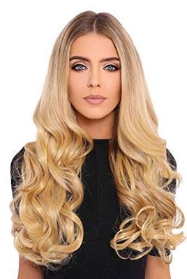 Lullabellz Lot de 5 extensions de cheveux bouclés super épais à clipser, 55,9 cm de long, blond californien