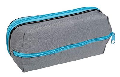Idena 20031 - etui met 2 vakken, 6 sleuven voor kleine schrijfgerei en lus voor liniaal, grijs, ca. 22 x 10 x 10,5 cm, gesorteerd, ideaal voor school, universiteit, kantoor of vrije tijd