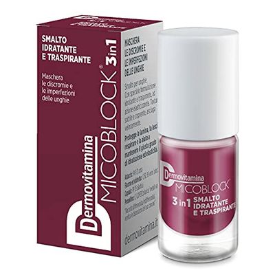 Micoblock 3in1 Smalto onicomicosi - Bordeaux - Smalto curativo per unghie - Tratta i micosi unghie piedi - 5 ml - 16 colorazioni - Dermovitamina