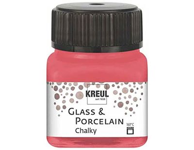 Kreul 16634 - Glass & Porcelain Chalky Cozy Red, 20 ml verre, doux - Peinture mate pour verre et porcelaine à base d'eau, séchage rapide, opaque