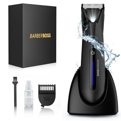 BarberBoss Men's Groin Groomer: Men’s Body & Ball Hair Trimmer, Body Grooming Kit for Mens, Male Pubic Hair Clipper, Men’s Body Shavers, Men's Private Area Shaver, Men's Pube Trimmer