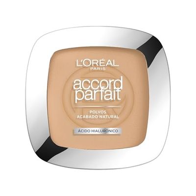 L'Oréal Paris Cipria Uniformante e Fissante, Per Tutti i Tipi di Pelle, Pelle Setosa e Risultato Naturale, Arricchita con Pigmenti Minerali e Acido Ialuronico, Accord Parfait, 3D Beige Doré