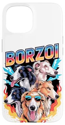 90s Vintage Borzoi Russian Hunting Sighthound Custodia per iPhone 15