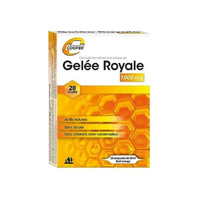 COOPER - Gelée Royale 1000MG - Actifs naturels, Sans Alcool, Sans Colorant, Sans Conservateur - Fabriquée en France - x20 Ampoules de 10ML