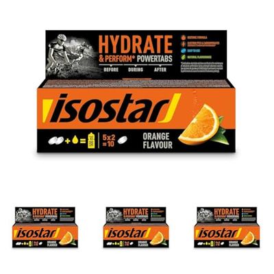 Isostar - Hydrate & Perform Powertabs saveur Orange - Tablettes Effervescentes pour Boisson Isotonique - 10 Tablettes - 190908 (Lot de 4)