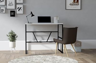 Moderno Escritorio de Estudio con opción de Montaje en Pared, Color Blanco, 90 x 60 x 74 cm, 100% melamina, 18 mm de Grosor, Ideal para Uso en el hogar, la Escuela y el Hotel