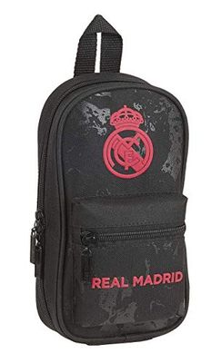 safta 412157747 Pennenetui, 4 stuks, gevuld, 33-delig, schooltas, Real Madrid CF, zwart, 12 cm x 5 cm x 23 cm