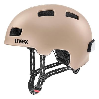 uvex city 4 - lightweight city helmet for women and men - individuell justerbar passform - inkluderar LED-ljus - soft gold matt - 55-58 cm