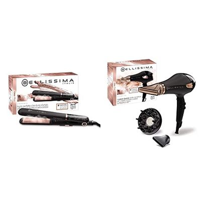 Imetec Bellissima My Pro Steam B28 100 Lisseur Professionnel à Vapeur,Effet Long Lisse, Température Réglable 170°C - 200°C - 230°C & Bellissima My Pro Ceramic P5 3800 Sèche-Cheveux Professionnel