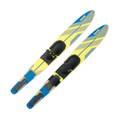 VEVOR Waterski-plankenset lengte 150 cm met verstelbare X-7 hoefijzerbindingen UV-coating glanzende waterskibodem combo voor volwassenen draagvermogen max. 136 kg