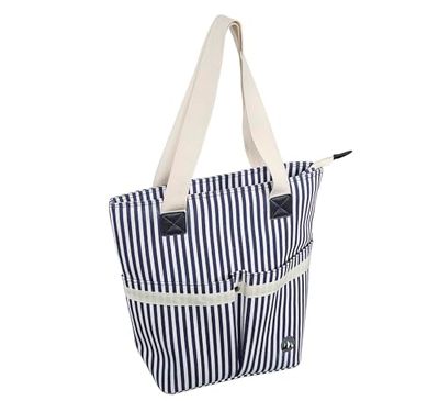 Cilio SABBIA - Bolsa isotérmica (16 L, con 2 asas, poliéster, lámina espumada, con cremallera y 2 bolsillos laterales, color blanco y azul