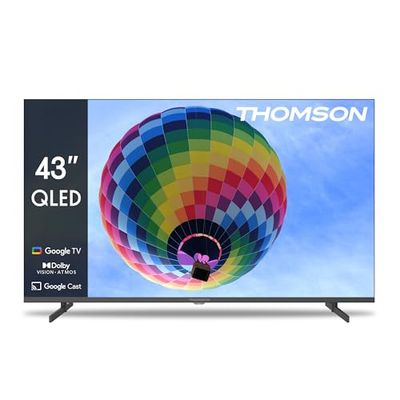 THOMSON 43 Tum (109cm) QLED Google Smart TV, Wi-Fi, Dolby Vision IQ, Dolby Atmos, HDR10, Bluetooth 5.1, Triple-Tuner (Kabel/Satellit/Antenn), HDMI, CI+, A+ Panel - 43QG4S14