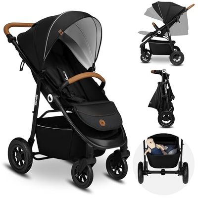 LIONELO Natt barnvagn buggy upp till 22 kg justerbart handtag och justering av ryggstödet till liggande läge, 5-punktsbälte stora offroad-hjul vattentätt XXL-täcke, 0–4 år