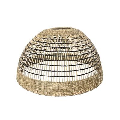 Lumisky Abat día CESARE de hierba marina trenzada natural estilo bohemio para montura eléctrica E27 H28cm