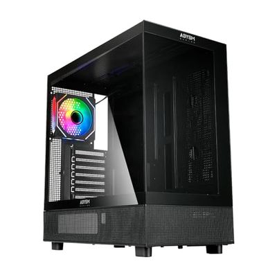 ABYSM Gaming Scatola PC Gamer Danube SAVA H400 Black ATX, pannello laterale e frontale in vetro temperato, capacità schede grafiche fino a 410 mm e compatibile con refrigerazioni liquide fino a 360 mm