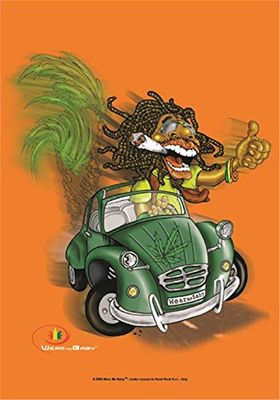 Heart Rock Bandiera Originale Rastaman Car, Tessuto, Multicolore, 110x75x0.1 cm