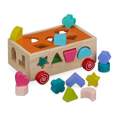 Relaxdays Gioco Incastro in Legno per Bambini, 17 Forme, Giocattolo Educativo Bimbi 3 Anni, Cubo Muliattività, Colorato, 8,5x16,5x21,5 cm