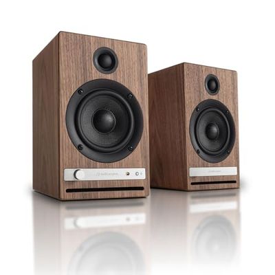 Audioengine HD4 Altoparlante senza fili Bluetooth | Diffusori da scaffale | Diffusori stereo amplificati da 120 W | DAC a 24 bit | Impiallacciatura in vero legno Impiallacciatura in vero legno