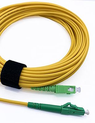 Elfcam® - Cable Fibra Óptica SC/APC a LC/APC Monomodo Simplex 9/125 LSZH, Color Amarillo (100M)