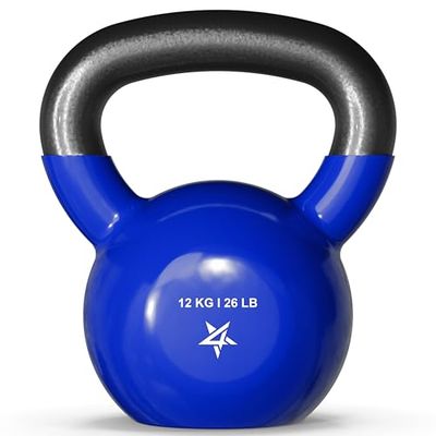 Yes4All WG2U Vinyl Coated Cast Iron Kettlebell, 12 kg, Blue