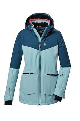 killtec Donna Giacca da sci/giacca funzionale con cappuccio, paraneve e ventilazione sotto le ascelle KSW 40 WMN SKI JCKT, hell eisblau, 36, 41973-000