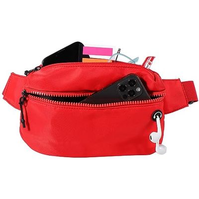 Vinabo Sac Banane Homme Femme Banane avec Prise Casque et 2 Poches Chic Sac Banane Ceinture Réglable pour Taille pourd'entraînement en Plein Air Randonnée Camping