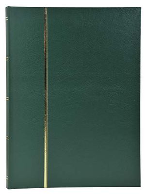 Exacompta - Réf. 26155E - 1 album de timbres classique - 48 pages noires - Dimensions extérieures : 22,5 x 30,5 cm - Couverture en simili-cuir - 9 bandes acétate - Coloris vert