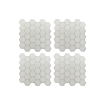 RoomMates StickTiles TIL3458FLT - Azulejos hexagonales de perlas para salpicaduras, 4 por paquete, 10.5 x 10.5 pulgadas