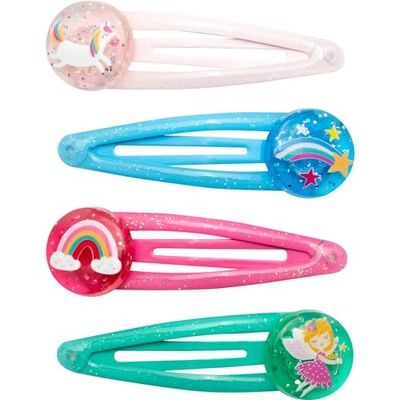 GRUSS & CO Set di fermagli per capelli con motivo "unicorno", set regalo con 4 fermagli per capelli, regalo di compleanno per bambini, borsa per la scuola, ragazza | 70126