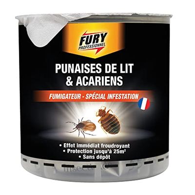 FURY - Fumigateur punaises de lit & acariens - Diffuseur spécial infestation - Effet immédiat - Protection jusqu'à 25m² - Sans gaz propulseur - Sans traces - Fabrication Française