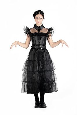 Ciao- Mercoledì Addams abito vestito ballo Rave'N Dance costume travestimento bambina ragazza originale Wednesday (Taglia XS)