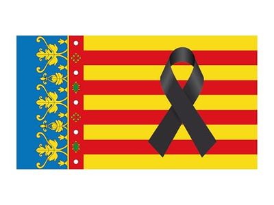 Oedim Bandiera comunità Valenciana con crespo 150 x 85 cm, rinforzata e impunture, bandiera con 4 occhielli metallici e impermeabile