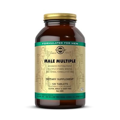 Solgar Male Multiple Tablets - Pack of 120 - Supports Metabolism and Reduces Fatigue - Immunity, Health and Bone Heart - Vegan