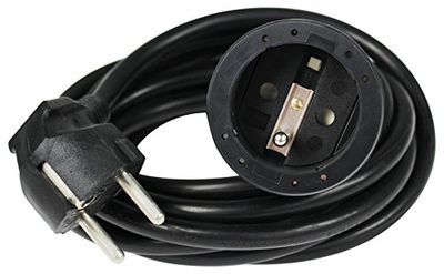 as - Schwabe 850512 extensor de 5 m, cabo extensão com terra, PVC preto, 220 V, 16 A