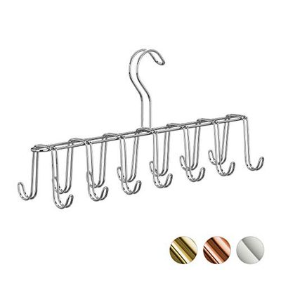 Relaxdays 10026606_55 ceintures porte-cravates foulard cintre en métal organiseur armoire 14 crochets place, argent, fer, 17 x 36 x 9,5cm