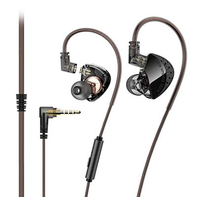 GameXtrem Kopfhörer mit fünf Treibern, LD2 Pro High Fidelity Noise-Isolating Earbuds/Ohrhörer mit abnehmbarem Kabel, 2-polig, 0,75 mm (mit Mikrofon, Schwarz)