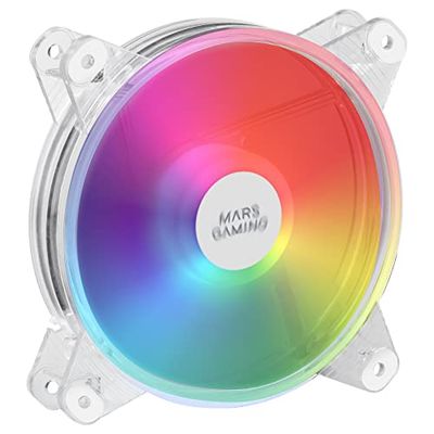 Mars Gaming MFD, Ventilador de PC 120mm RGB, Ultrasilencioso 14dB, Molex, Transparente